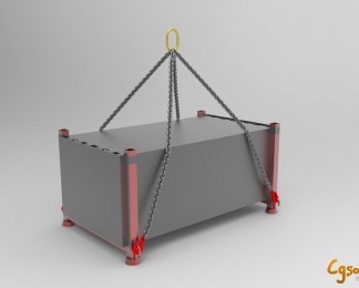 镀锌链吊起来的钢板三维cg模型下载
