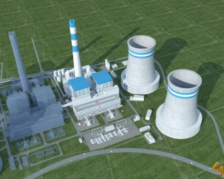 燃煤发电厂，电厂设计三维cg模型下载