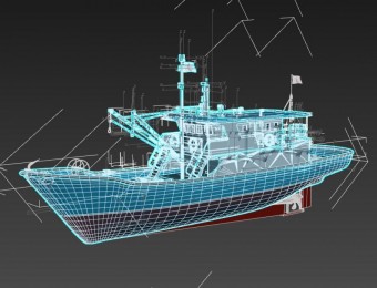 渔船 捕捞船 水产渔业船只 中型渔轮 原创模型