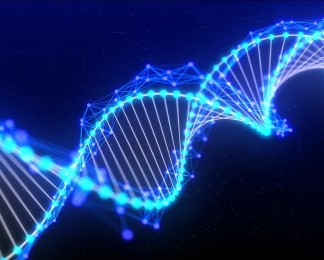 蓝色炫酷DNA粒子背景视频