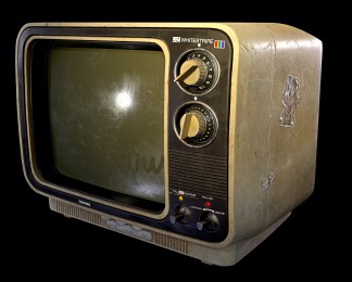 老式的东芝黑白电视机