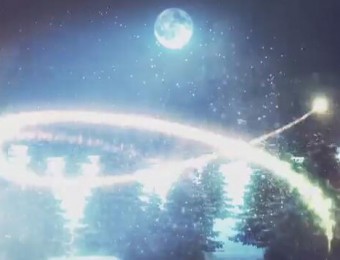 灿烂星空树林光效粒子光束飞舞演绎圣诞节开场片头
