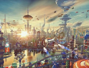 梦幻新奇未来科技虚拟构建城市建筑特色飞船航行视频动画素材