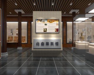 新中式博物馆_纪念馆三维模型，cg模型下载