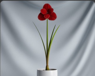 C4D小红花盆栽模型
