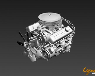 v型8缸发动机三维cg模型下载